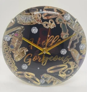 Hobby Lobby Hello Gorgeous Decorative jewelry Wall/Desk 8" Clock flip out stand - Picture 1 of 6