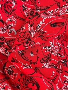 Tessuto crepe seta vintage anni 70-80 colorato rosso stampa floreale astratta 3,75 iarde x 45" - Foto 1 di 8