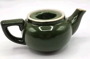 Tetera pequeña vintage Japón verde oscuro blanco acento artículo de restaurante de una sola porción - Imagen 1 de 10