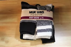 Calcetines MUK LUKS para mujer - 6 Pr-Fits zapatos tallas 6-11 - negro/blanco - NUEVOS - Imagen 1 de 3