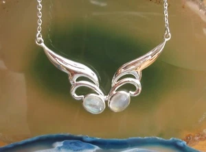 KX Collier Collana Ala Pietra di Luna Bianco Des Giugno Argento Sterling 925 - Foto 1 di 5
