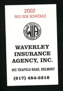 2002 Boston Red Sox Pocket Schedule Waverly Insurance Belmont, Massachusetts - Bild 1 von 2