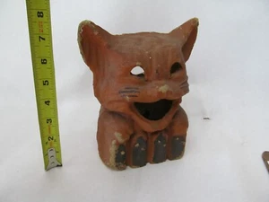 Polpa di cartapesta vintage gatto arancione su recinzione Jack-O-Lantern - Foto 1 di 4