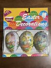 Lot Of 3 Paper Mache Easter Egg Ornaments Spring Vintage Style Decoration