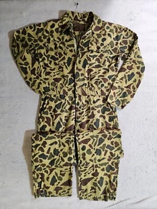 Vintage Caliber Sportsmans Apparel Camo Coverall Full Zip Suit Sz Sm 100% Cotton - Picture 1 of 16