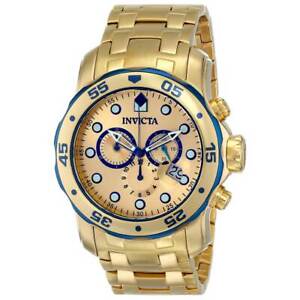 Invicta 80069 Men's Pro Diver Scuba Gold Dial Chronograph Watch