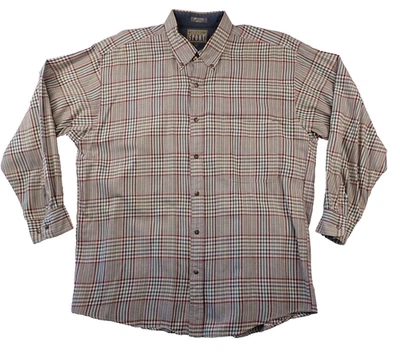 VTG Sansabelt Sport Men’s Red Gray Shirt L 100% Cotton Plaid Light Flannel - Image 1 of 4
