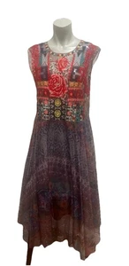 Johnny Was Größe Lg. Biya Netzkleid mit Schlupfstickerei asymmetrisch roher Saum - Bild 1 von 9