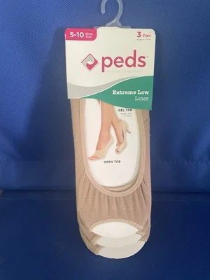 * CALCETINES PEDS PUNTA ABIERTA EXTREMO BAJO FORRO LENGÜETA GEL *PAQUETE DE 3 * TALLA DE ZAPATO 5-10 Foto 1 de 2