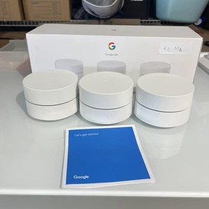 Google Wifi 1200 Mbps 2 Port 1000 Mbps Wireless Router - Snow, Pack of 3... - Picture 1 of 6