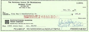 Autographed  Chub Feeney cancelled check - Picture 1 of 1