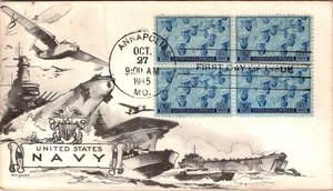 GOLDPATH: US NAVAL COVER 1945 ANNAPOLIS,MD.BLK4.FDC.NAVY CV884_P21 - Picture 1 of 2