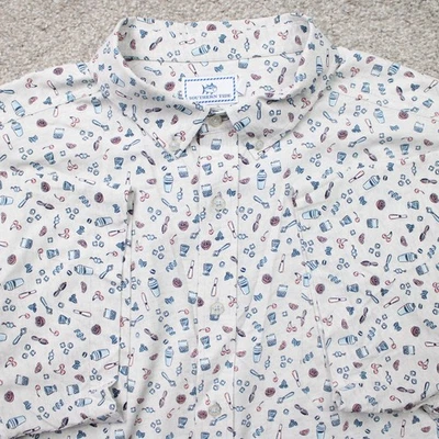 Southern Tide AOP Shirt Mens 2XL XXL Gray Intercoastal Set The Bar High IC S/S - Image 1 of 4