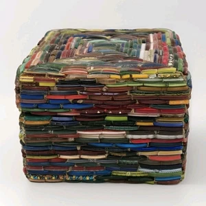 Brazalete de vidrio arte indio vintage Two's Company mosaico caja de baratijas - decoración boho - Imagen 1 de 9