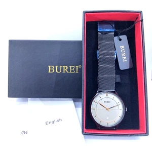 BUREI Men's Watch Black Minimalist Fashion Analogue Japan Quartz S-19005M Boxed - Picture 1 of 9