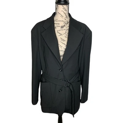 Chaqueta Blazer Topshop Negra con Cinturón para Mujer Talla 8 Poliéster Viscosa NUEVA CON ETIQUETAS NUEVA Foto 1 de 4