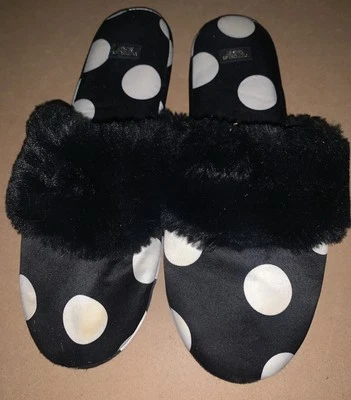 VICTORIA'S SECRET Furry Closed-Toe Mule Slippers Polka dot Size M - Image 1 of 4