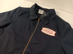 Coca Cola Vintage inspirierte Damen Cropped Garage Patch Jacke dunkelblau Large. - Bild 1 von 10