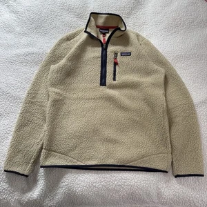 Patagonia Men's Retro Pile Fleece 1/4 Zip Pullover Jacket Medium Oatmeal - Picture 1 of 6