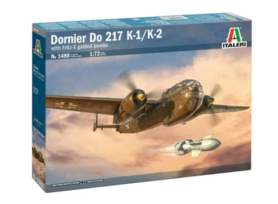 Italeri 1488 Dornier Do 217 K-1/K-2 Con Fritz-X Plastica Kit Modello 1:72 Neu - Immagine 1 di 2