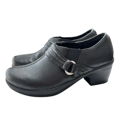 Klogs Calzado Boca Mujer’s Comodidad Zuecos Zapatos Talla 8.5 Negro Cuero Academia Foto 1 de 4
