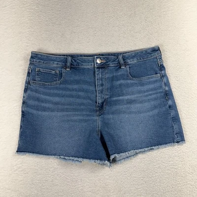 Pantalones Cortos American Eagle Para Mujer Azul 18 W36 Elastizados Mamá Dobladillo Deshilachado Bigote Foto 1 de 4