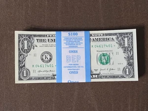 Lot of 100 2021 $1 starnotes UNC SEQ order BEP strap K04617401* to K04617500* - Picture 1 of 6