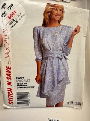 Stitch N Save 4001  Pattern, Dress with Peplum and sash, Misses 12-16 UNCUT - Image 1 of 2