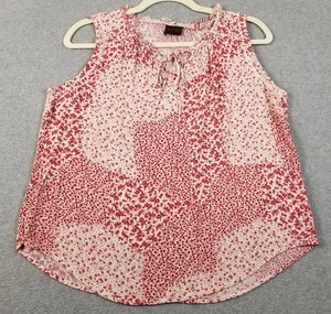 MOD Tank Top Women’s Medium M Red White Floral Sleeveless Spring Summer Gauze - Picture 1 of 12