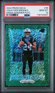Jonathon Brooks 2024 Panini Prizm Deca Green Shimmer #/12 Rookie FOTL PSA 10 - Bild 1 von 2