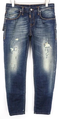 Pantalones de mezclilla para hombre TAKESHY KUROSAWA TK08 Bart Patt W32 azul desgastado ajuste ajustado * Foto 1 de 4