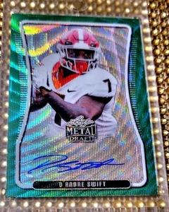 MINT #5/5 AUTO 2020 Leaf Metal DRAFT D'Andre Swift RC GREEN💚MOJO BEARS RARE - Picture 1 of 9