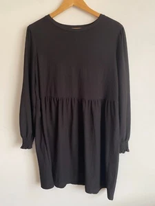 New Look Dress Womens Size 14 Black Textured Long Sleeve Round Neck Flowy Comfy - Bild 1 von 8