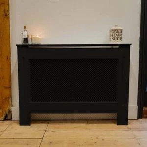 Radiator Cover Wall Cabinet MDF Wood Black Diamond style Grill Shelf Cabinet - Picture 1 of 17