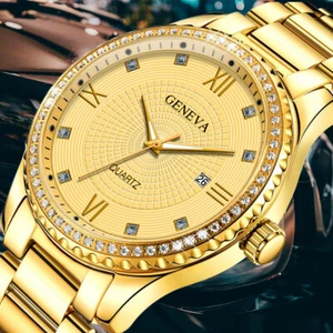 Wasserdicht Herren Quarzuhr Klassisch Diamant Business Edelstahl Weihnachtsgeschenk - Bild 1 von 14