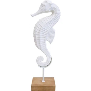 LVD Iron/MDF Seahorse on Stand Home/Lounge Tabletop Decor 12x35.5cm White - Picture 1 of 1