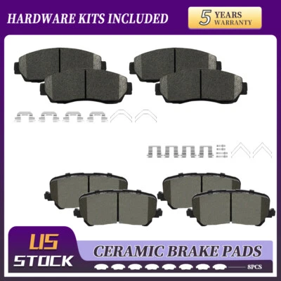Pastillas de freno delanteras y traseras de cerámica de 8 piezas con hardware para Honda Passport 2019 2020 2021 Foto 1 de 4
