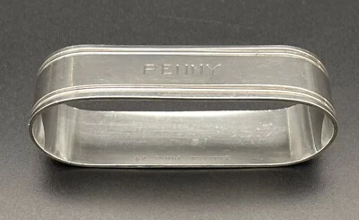 纯银餐巾戒指 名字 雕刻“PENNY” S. Kirk & Son 艺术装饰 — 第 1/4 张图片
