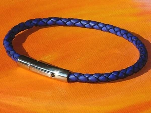 Ladies 4mm Purple braided leather & stainless steel bracelet by Lyme Bay Art - Bild 1 von 3