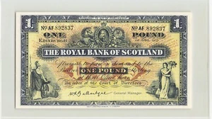 SCOTLAND 1 Pound 1955, P-324a Royal Bank, Original EF, Pretty Note. AF892837. - Picture 1 of 2