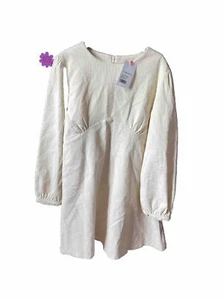 Dress Needle Cord Cream/Beige S New A Line - Picture 1 of 7