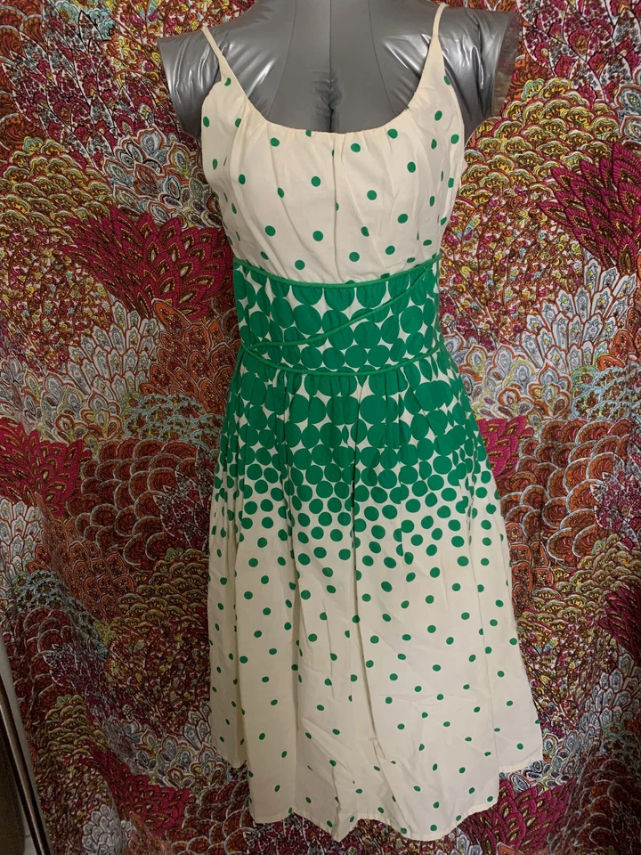 Vestido de sol vintage marfil con lunares verde kelly marfil talla 2 Marc Jacobs Foto 1 de 4