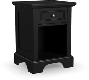 2 Piece SET Solid Black Nightstand Table Storage Drawer Bed Night Stand Stands - Picture 1 of 6