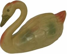 Vintage Plastic Swan Blow Mold 3.5" Cream Gold Decoration Toy Animal collectible