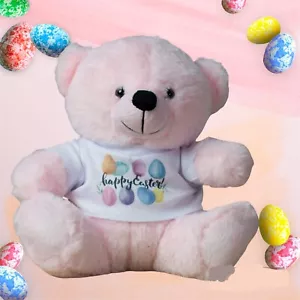 Happy Easter Stuffed Animal Plush Teddy Bear Egg T-Shirt Toy Pink Gift for Girls - Picture 1 of 5