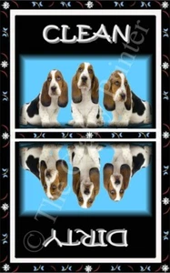 DOG DISHWASHER MAGNET (Basset Hound) - 1 PIECE MAGNET - Clean/Dirty *Ship FREE - Picture 1 of 3
