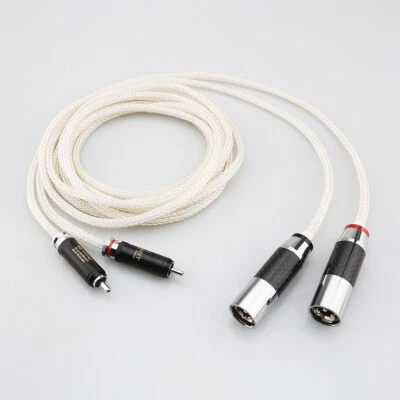 Pair Hi-End 16 Core 5N Pure Silver HiFi Audio Interconnect Cable RCA to XLR Male - Image 1 of 4