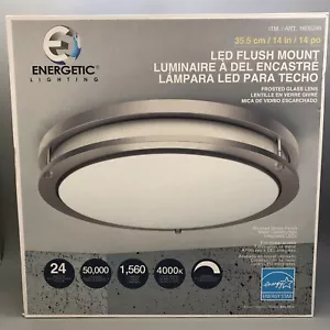 Energetic 14-inch Double Ring LED Flush Mount Ceiling Light, 24w Dimmable NEW - Picture 1 of 7