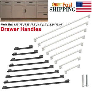 Round Kitchen Cabinet Pulls Stainless Steel Drawer Handles Brushed Nickel/Black - Picture 1 of 15