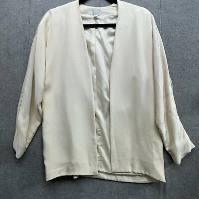 Bonita Silk Jacket Womens 4 Taupe Lined Classic Luxury Old Money FLAWS - Image 1 of 4